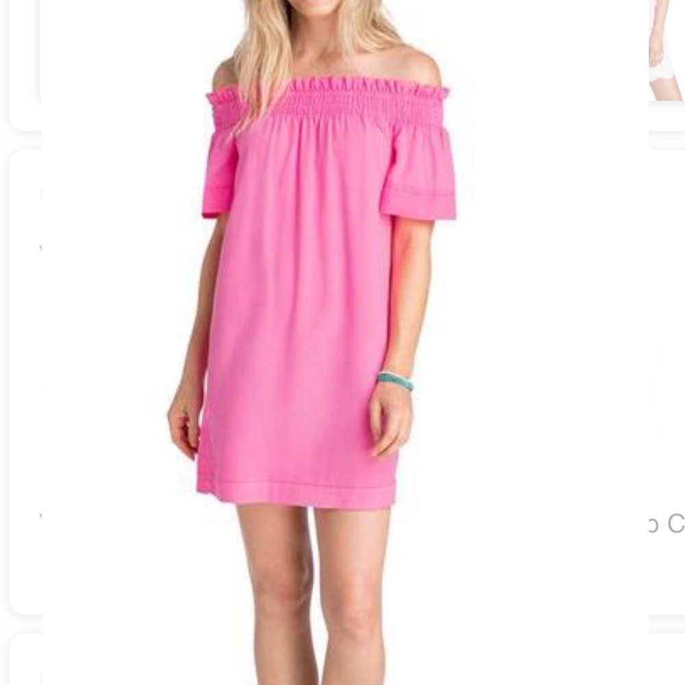 Vinyard Vines Malibu Pink Off the Shoulder Dress